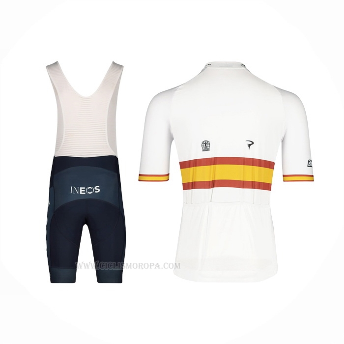 2022 Ropa Ciclismo Espana Champion Ineos Blanco Rojo Mangas Corta y Culotte Corto
